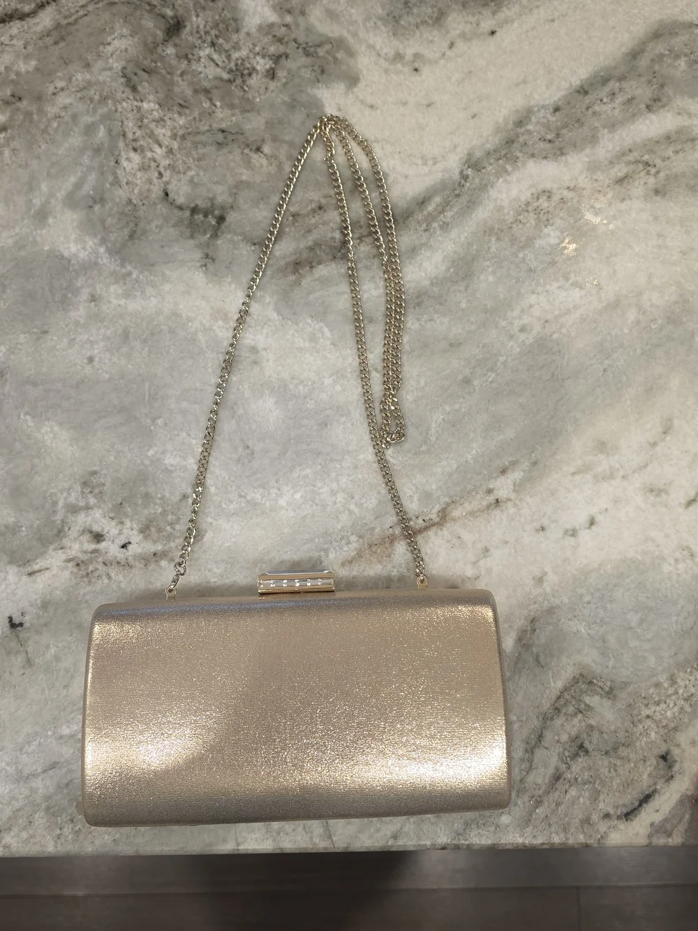Nordstrom Rose Gold Metallic Evening Clutch with Chain